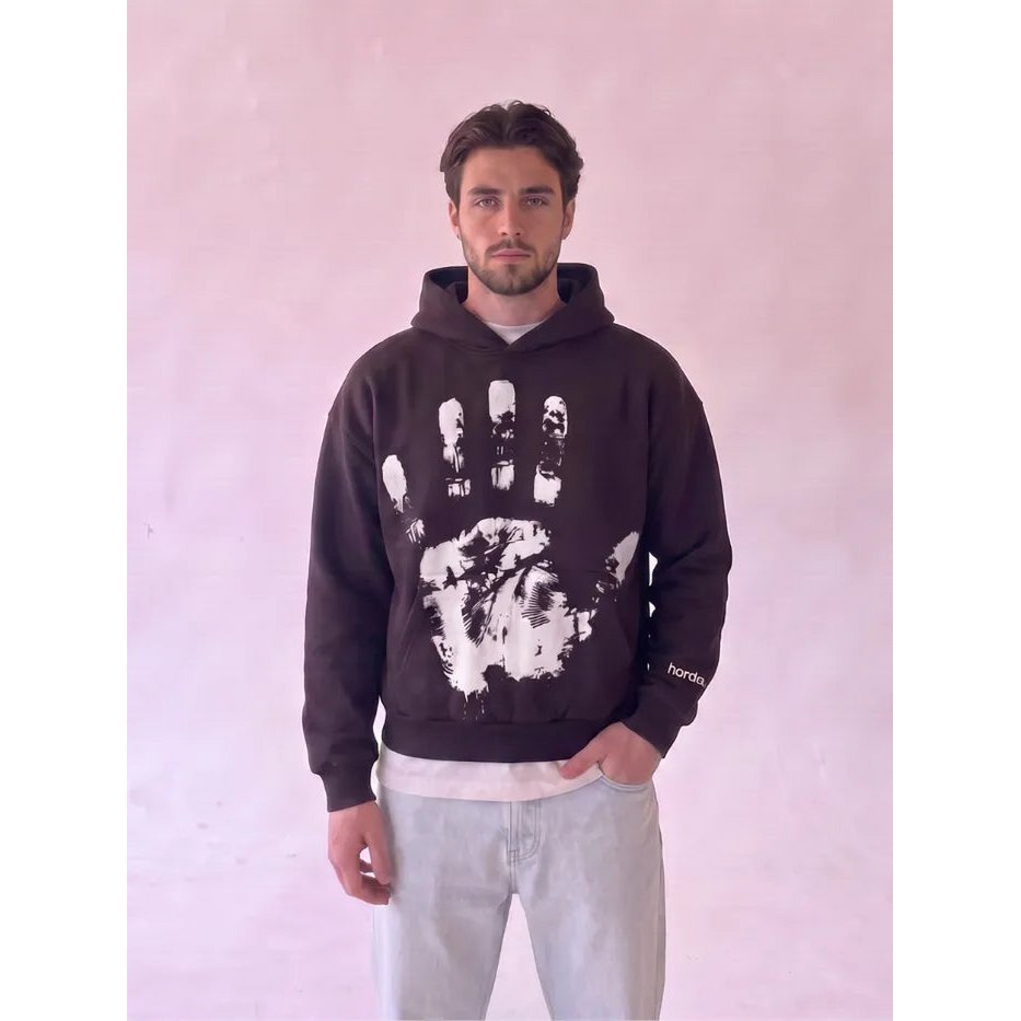 Felpa Boxy Fit Nera 330g "Hand" | Made in Italy – Horda Brand