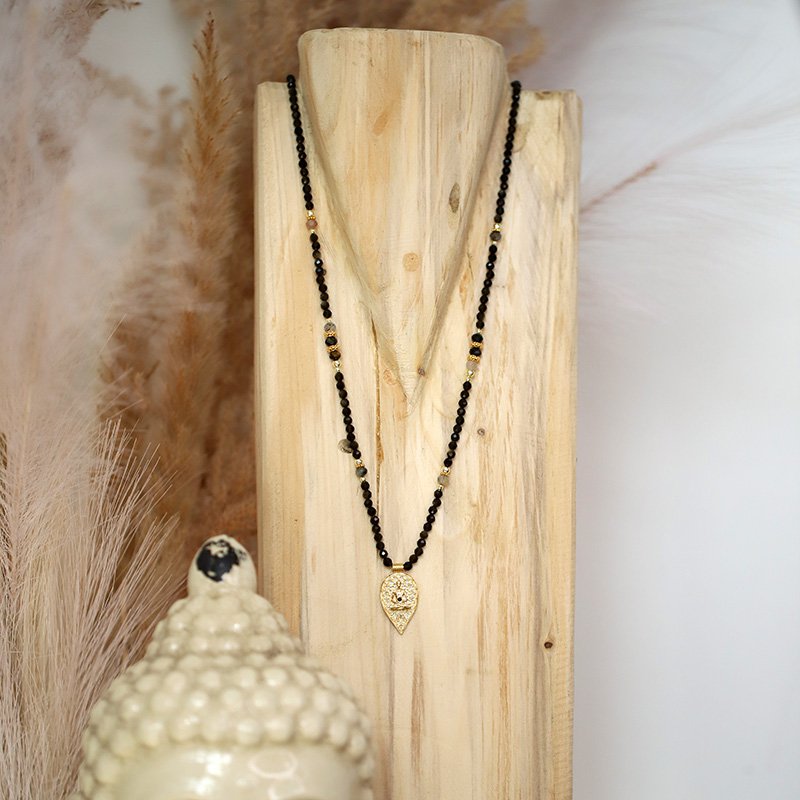 Collar colgante Buda obsidiana