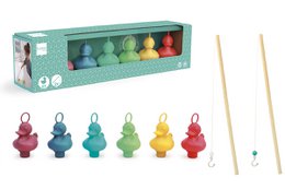 Set of 6 colorful rubber ducks in coral reef colors, including red, yellow, green, and blue. Designed for baby bath time fun.