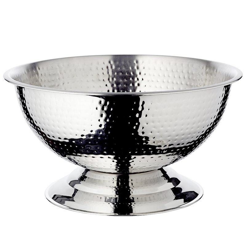 Enfriador de champán EDZARD Cara, acero inoxidable pulido de alto brillo, martillado, diámetro 40 cm, altura 21 cm