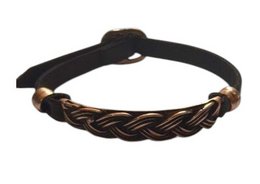 Braided central copper bracelet with adjustable buckle - brown health and well-being
