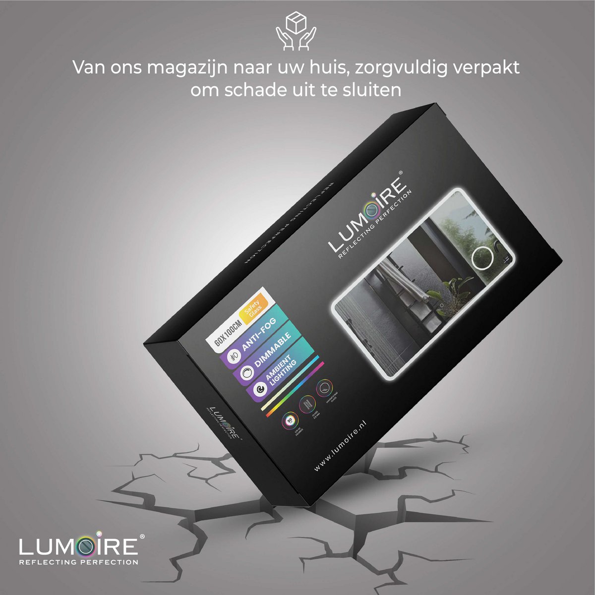 Specchio LED Lumoire Elysium 100 cm 3x Lente