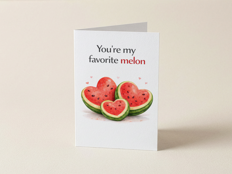Wenskaart - You’re my favorite melon - Hartjes meloenen
