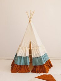 Tipi "Circus" met ruches en bruin-beige mat