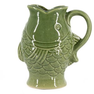 Steingutvase mit Fischohr S grün