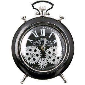 Glass/metal clock "Transmission" black/silver H.25cm