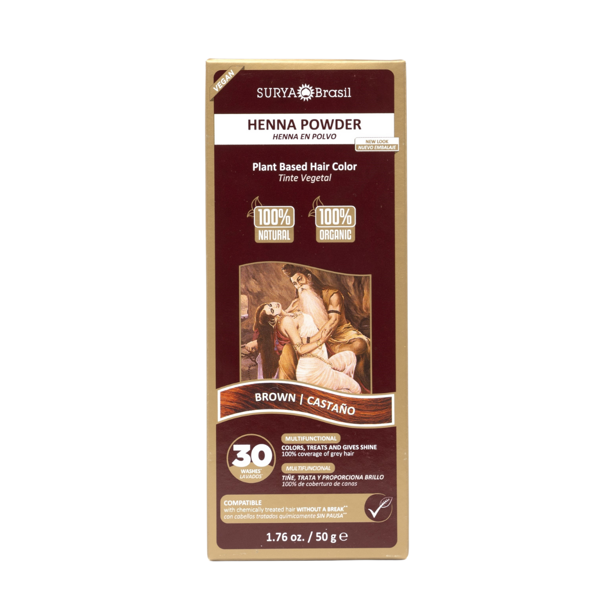Surya Brasil Henna Hårfarvepulver Brun 50g