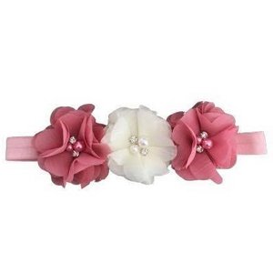 Pink headband with old pink and cream roses