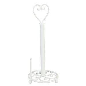 Kitchen roll holder Ø 18x39 cm white iron heart roller holder