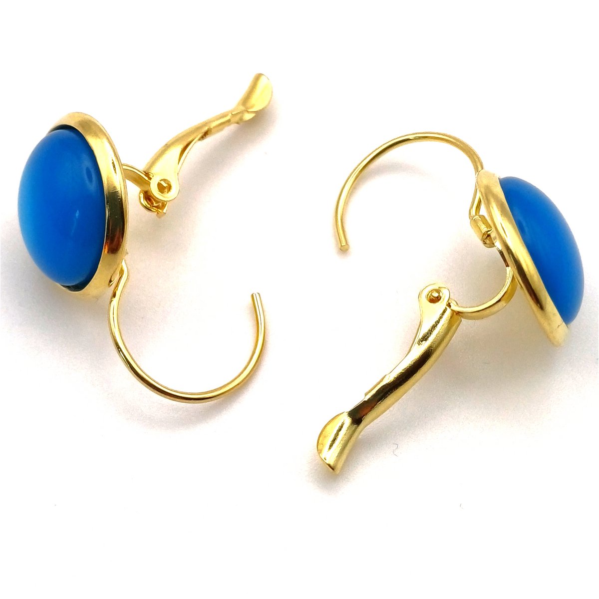 Boucle d'oreille rabat 12 mm (10 paires) acier inoxydable plaqué or
