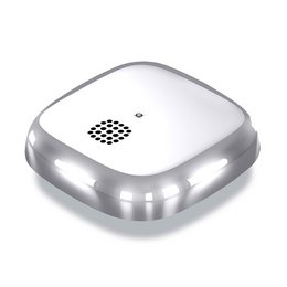 Smoke alarm - Kupu 10 - Chrome. Decorative chrome smoke alarm with a square shape.