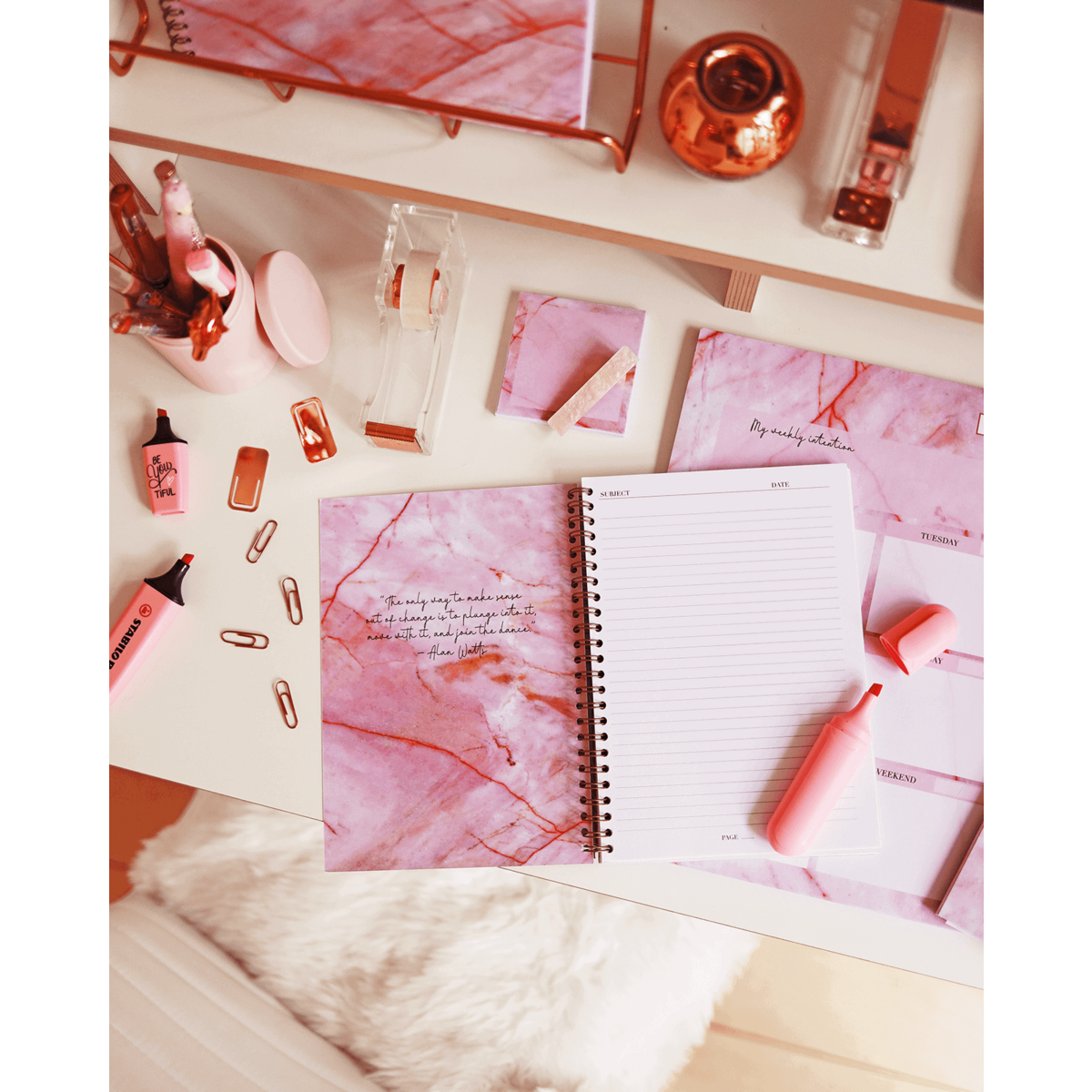 A5 Spiral Notebook in Luxurious Rose Quartz