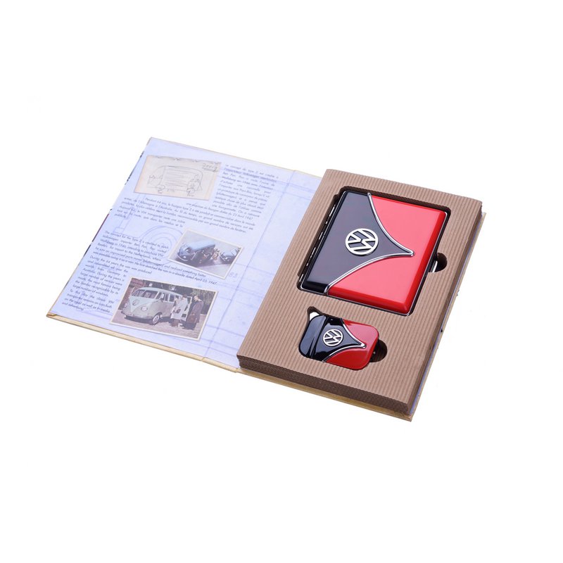 Coffret livre cadeau Etui à cigarettes VW Volkswagen et Briquet effet miroir Van