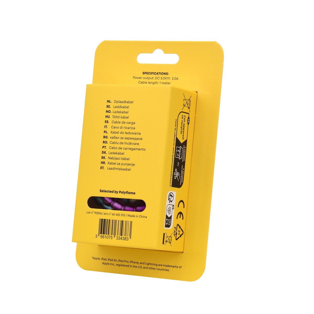 TEKMEE 1M USB LIGHTNING COLOR PEARLS CBL