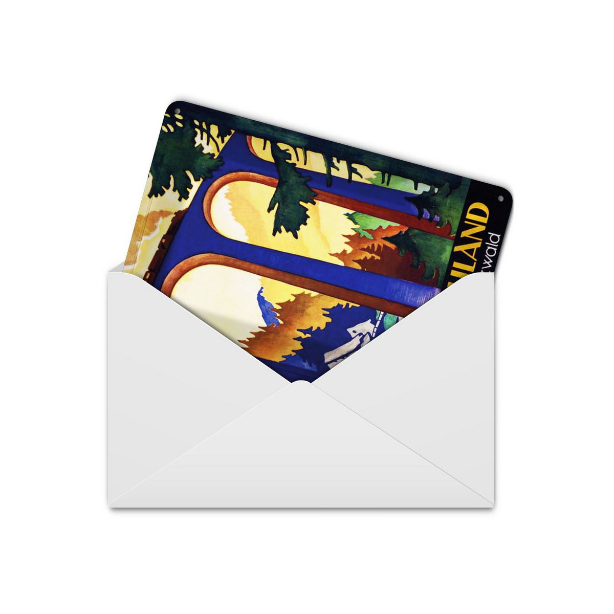Postal de hojalata de viaje 10x14 cm Alemania en la Selva Negra cartel decorativo del puente