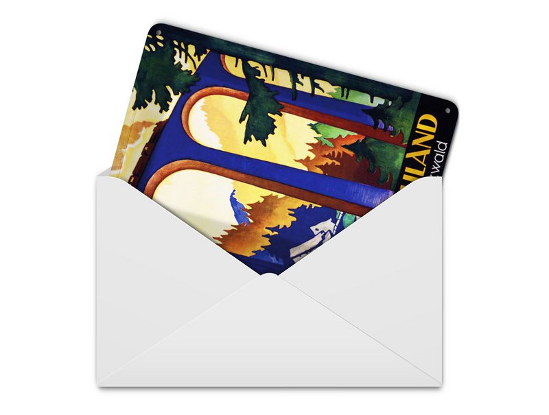 Postal de hojalata de viaje 10x14 cm Alemania en la Selva Negra cartel decorativo del puente