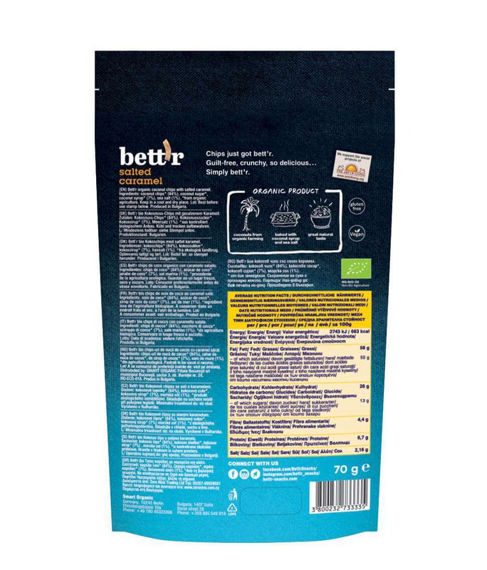 Coconut Chips Salted Caramel, organic, Bett'r, 70g