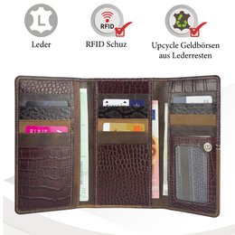 Sunsa women's wallet. leather purse. Wallet with RFID protection. Sustainable wallet made from leather scraps. Large women's wallet with many credit card compartments - wallet/purses for women the best gift idea.
