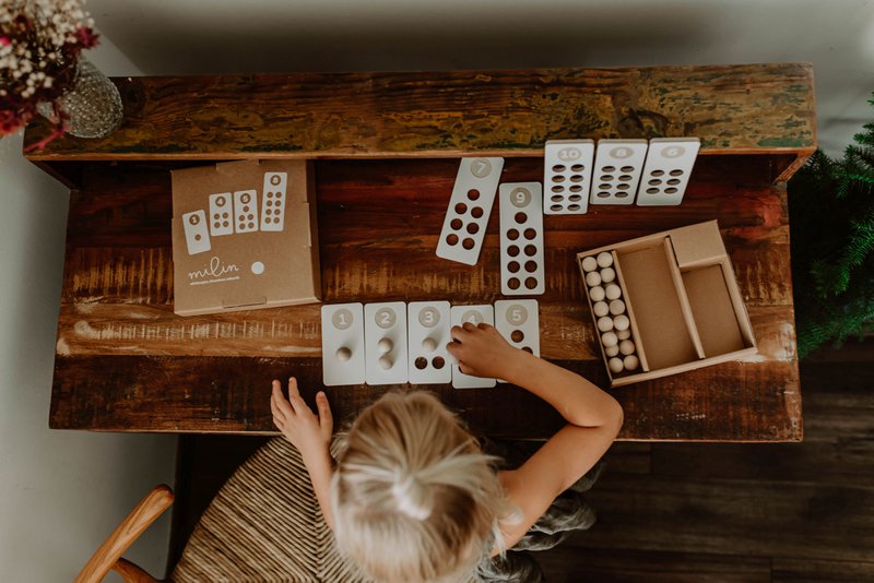 Tal til at lære at tælle, træklodser, montessori