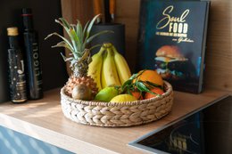 Serving basket, round braided from water hyacinth - fruit basket