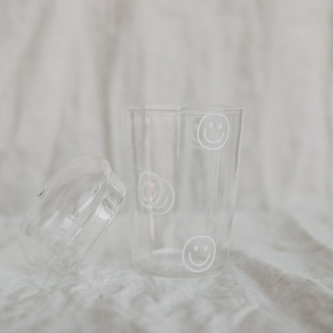 Drinking glass Smileys white (PU = 6 pieces)