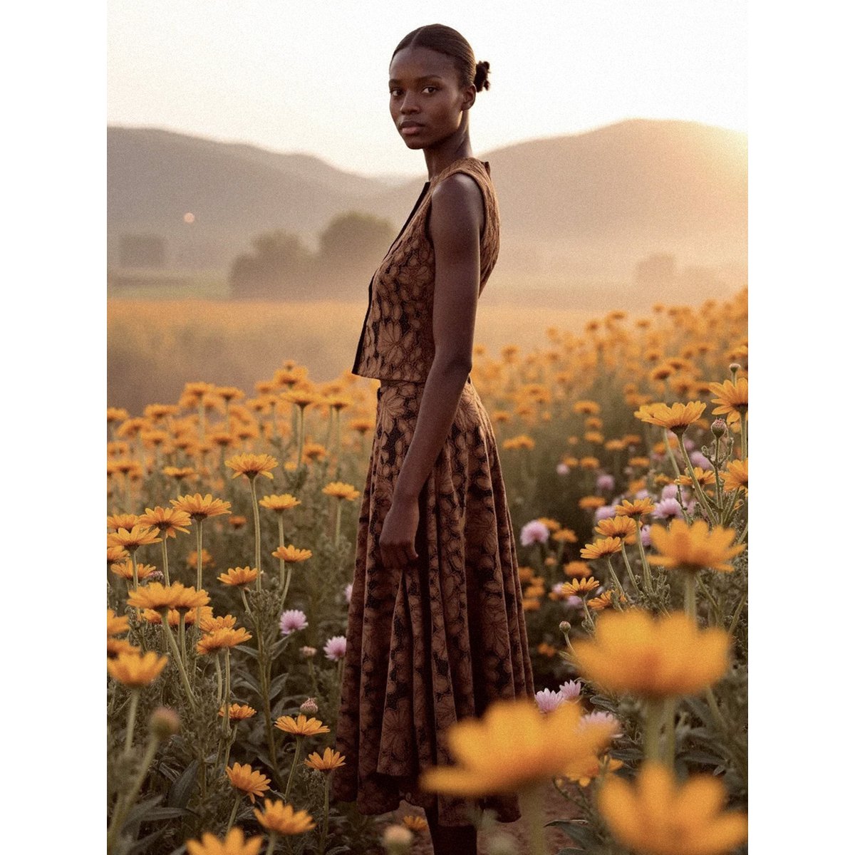 Lovers Brown Velvet Lace Occasion Skirt