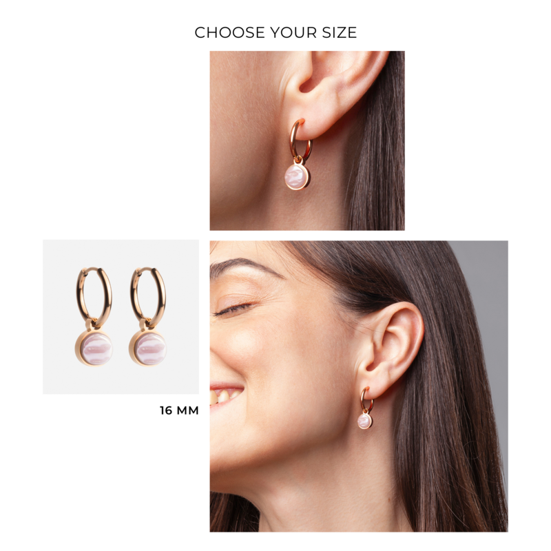 Orecchini a cerchio in oro rosa con pendente • Orecchini Mix & Match