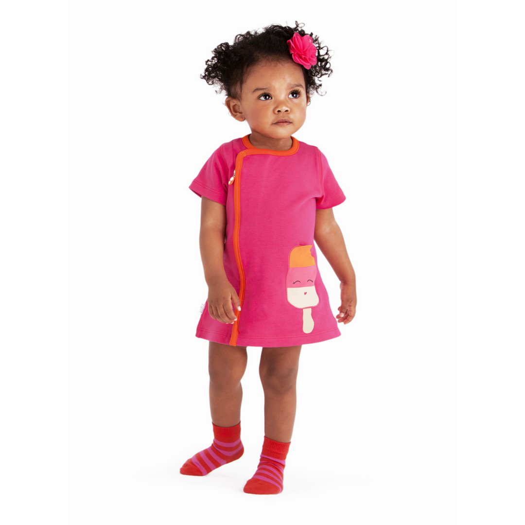 Zip-Up Lolly Applique Pocket Dress
