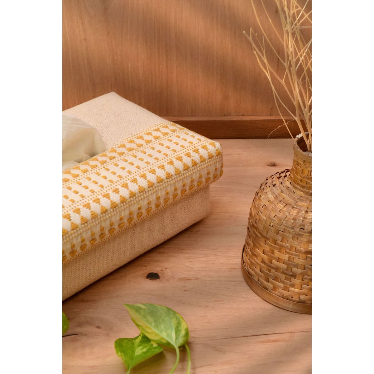 Tissue Box Cover | Handwoven Cotton Geometric | 24x14cm