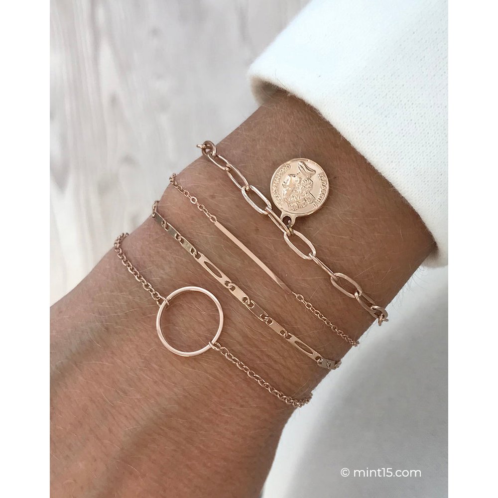 Chain Bracelet with Ring - Rose Gold