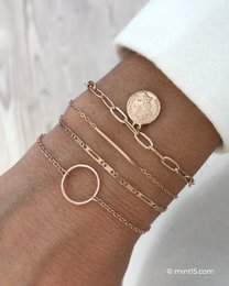 Chain Bracelet with Ring - Rose Gold