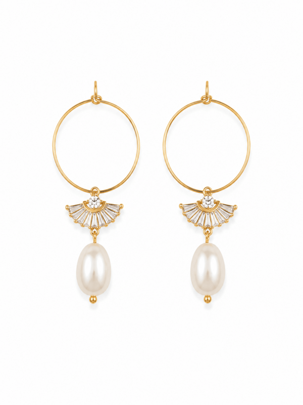 Soffio dell'Angelo – Zircon and Pearl Earrings