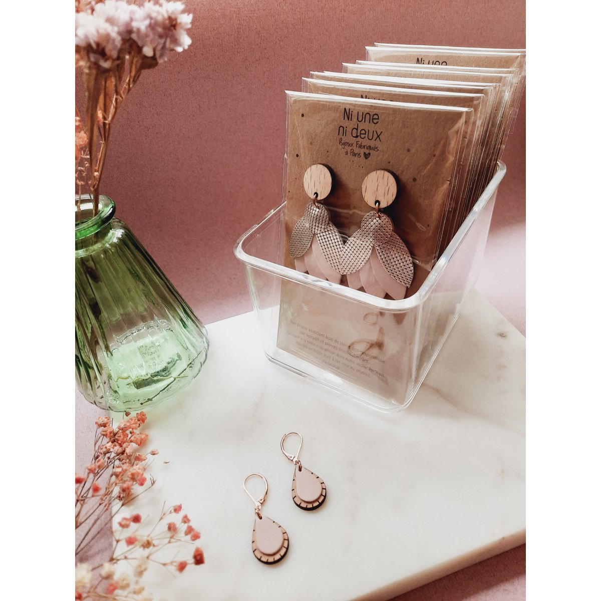 LES LOULOUS short earrings Petrol blue