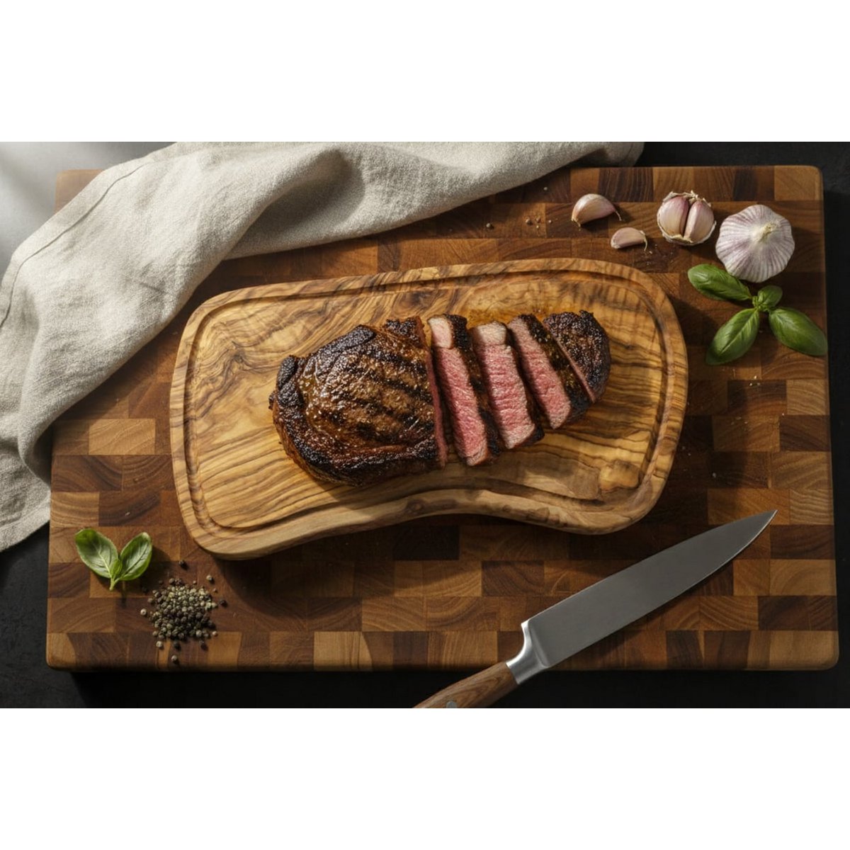 Olive wood Cutting Board with groove- Barbecue