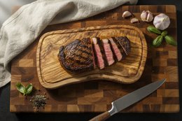 Skærebræt i oliventræ med rille - Grill