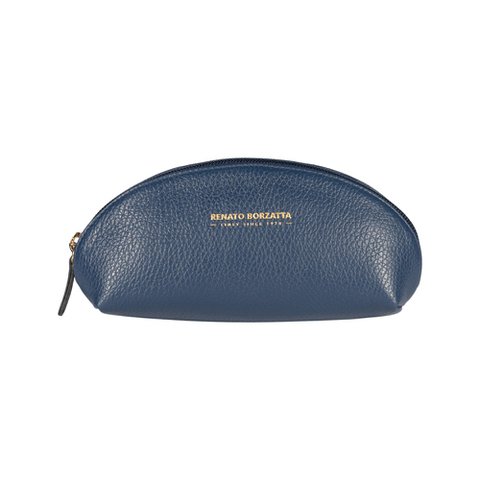 RB1088D | Astuccio/Pochette a Mezzaluna Made in Italy in Vera Pelle grana Dollaro. Colore Blu