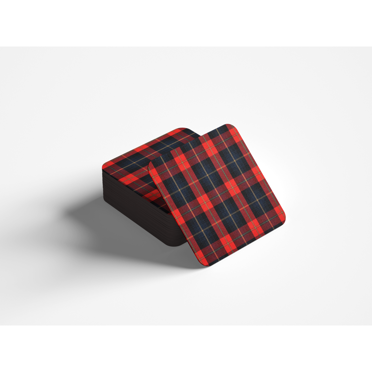Sottobicchiere in tartan 10x10 cm - QUADRATI BLU SCURO/ROSSO