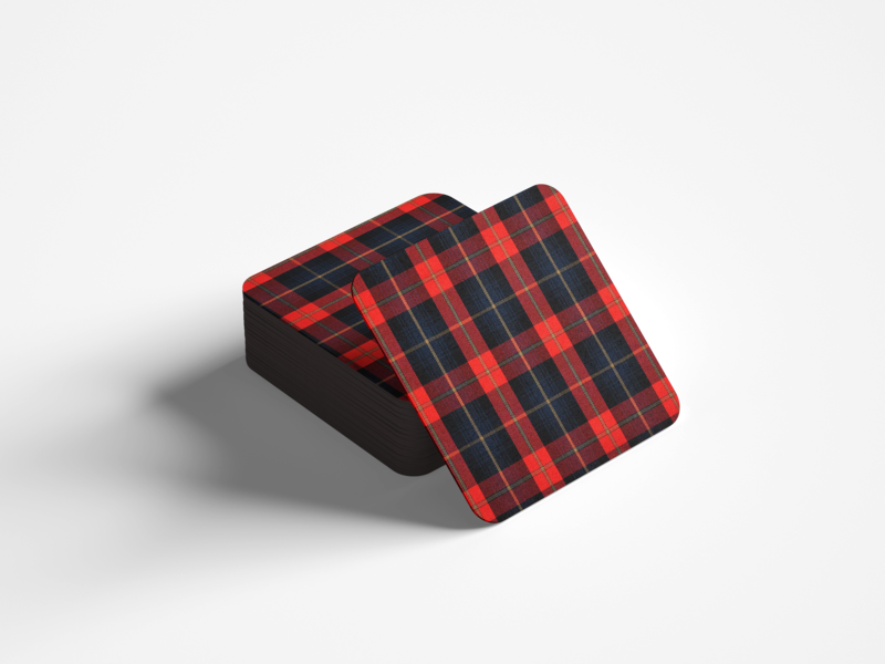 Posavasos Tartán 10x10cm - CUADRADOS AZUL OSCURO/ROJO