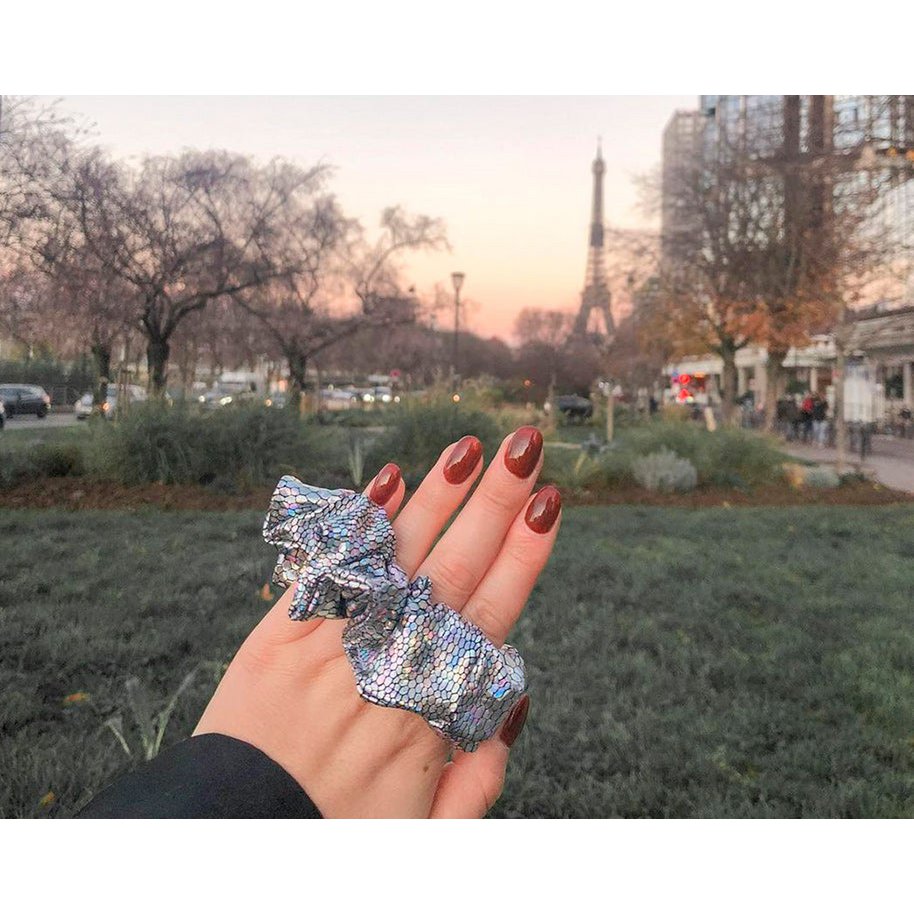Scrunchie ze srebrną jaszczurką