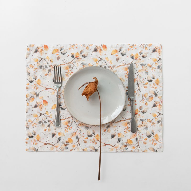 Herbst-Aquarell-Leinen-Tischset