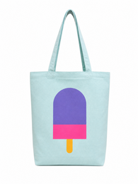  Mint green tote bag with colorful popsicle ice cream design, sparkly finish, shoulder handles