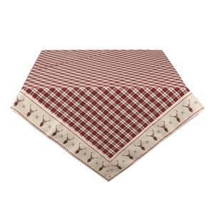 Tablecloth 150x150 cm red beige cotton window deer tablecloth