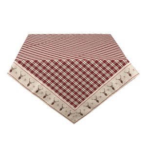 Tablecloth 150x150 cm red beige cotton window deer tablecloth