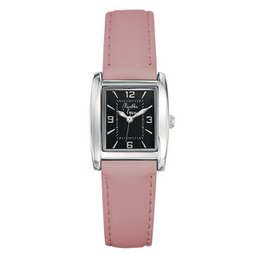 La Rectangle Dameur Pastel pink læderrem sort baggrund