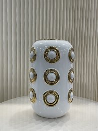 Golden 3 Circle Vase (CV11617-12-CA-205321-WIT)