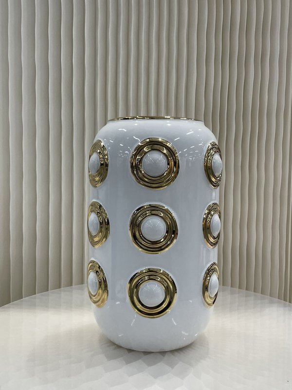 Golden 3 Circle Vase (CV11617-12-CA-205321-WIT)