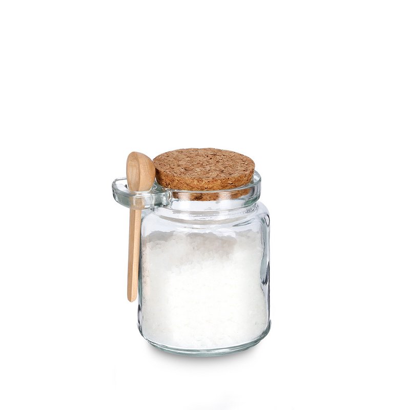 Storage jar with spoon and cork lid, 240 ml
