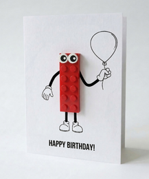 Tarjeta postal con globo de cumpleaños – Ladrillo de construcción LEGO