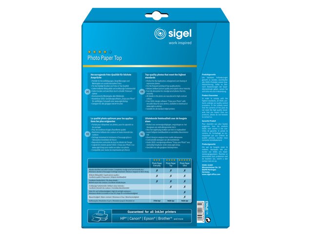 Carta fotografica Inkjet Sigel A4Top 125 g/m² high white 25 fogli extra lucidi