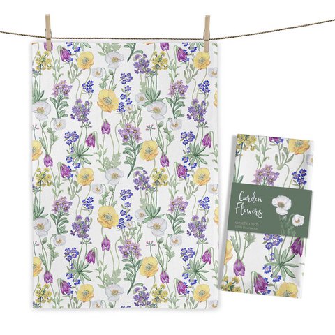Garden Flowers tea towel